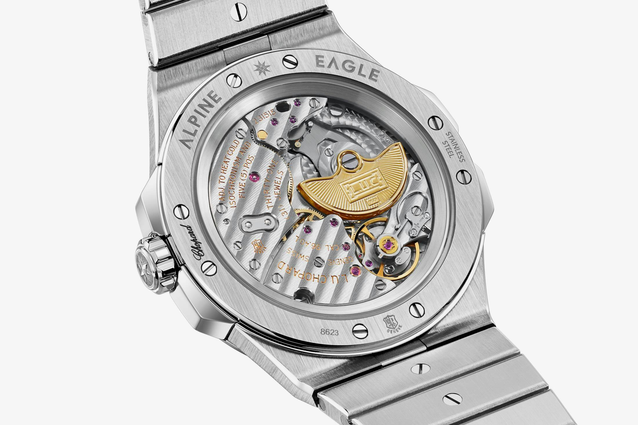 Alpine Eagle Mountain Glow LUC Caseback Shot