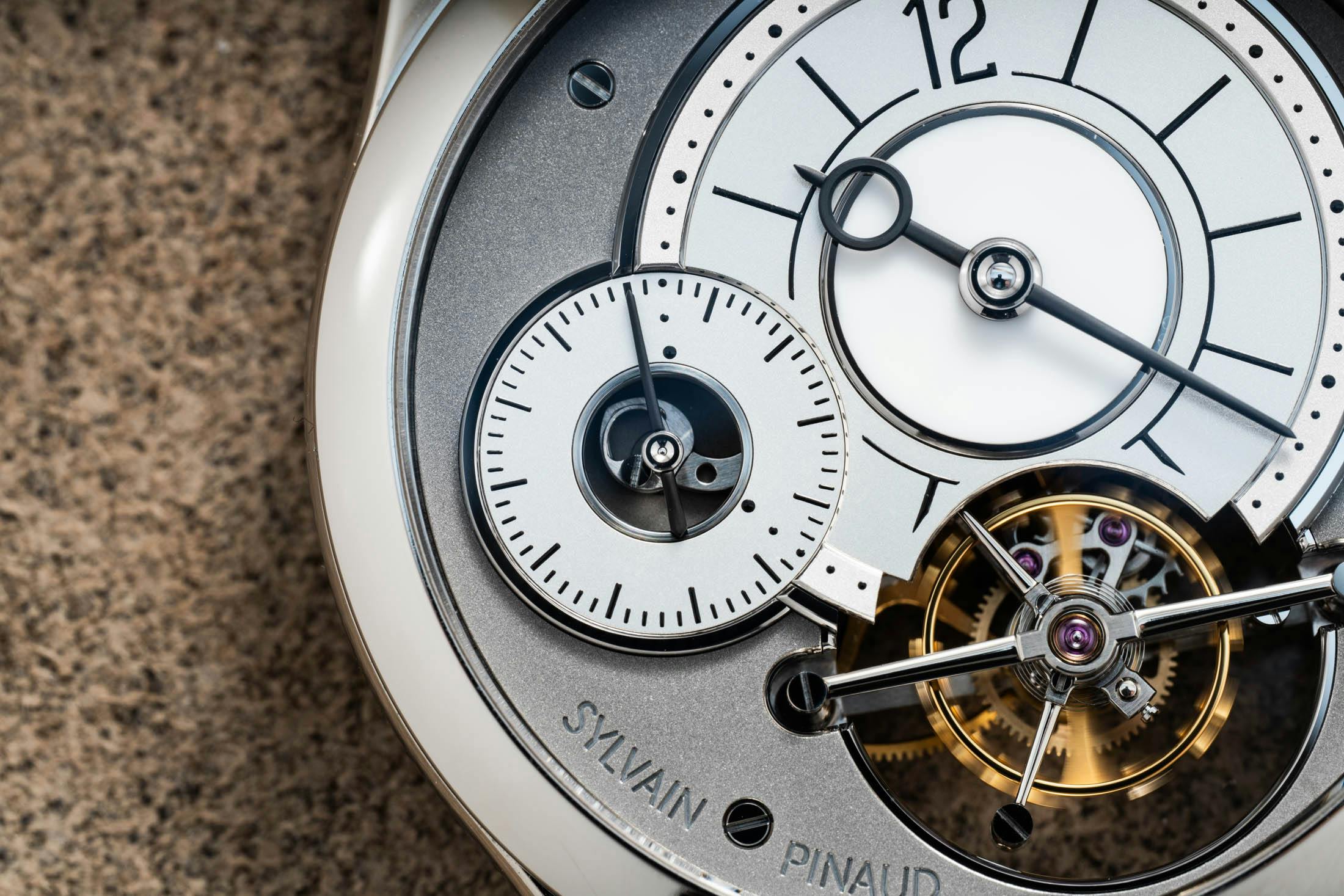 Sylvain Pinaud Tourbillon White Dial Zero Reset Macro