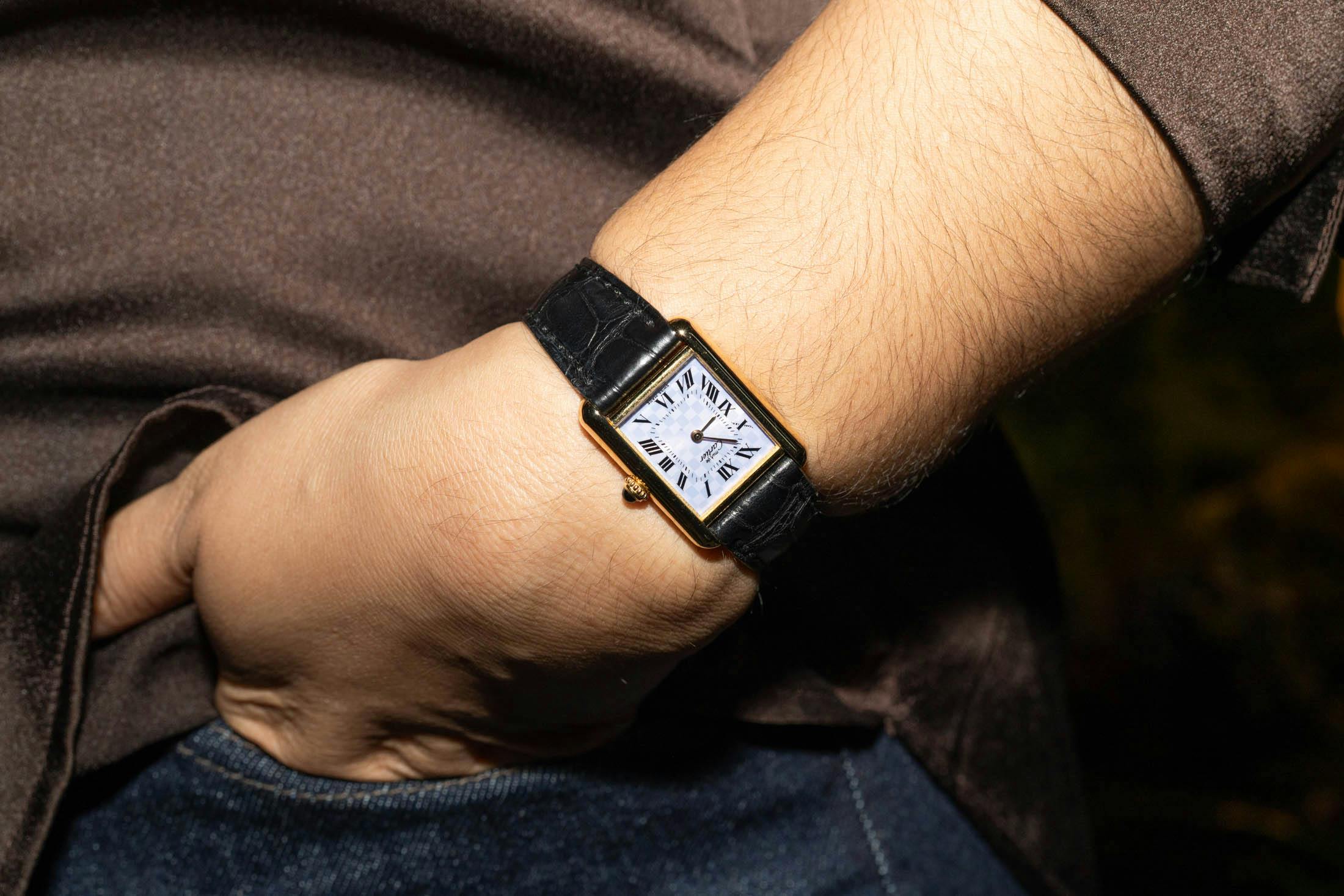 Cartier Tank with grid dial