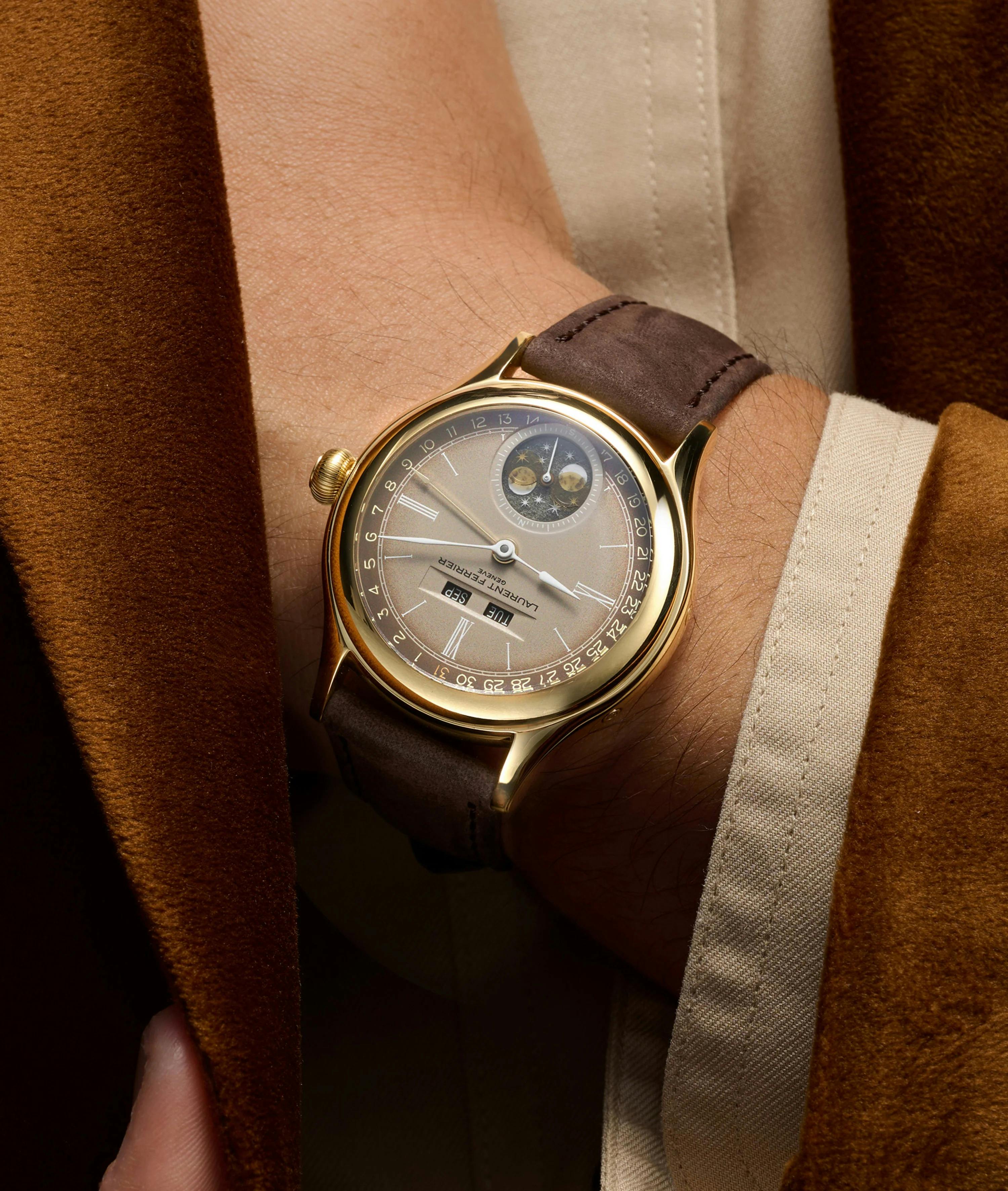 Laurent Ferrier Serie Atélier Classic Moon Dusk on wrist